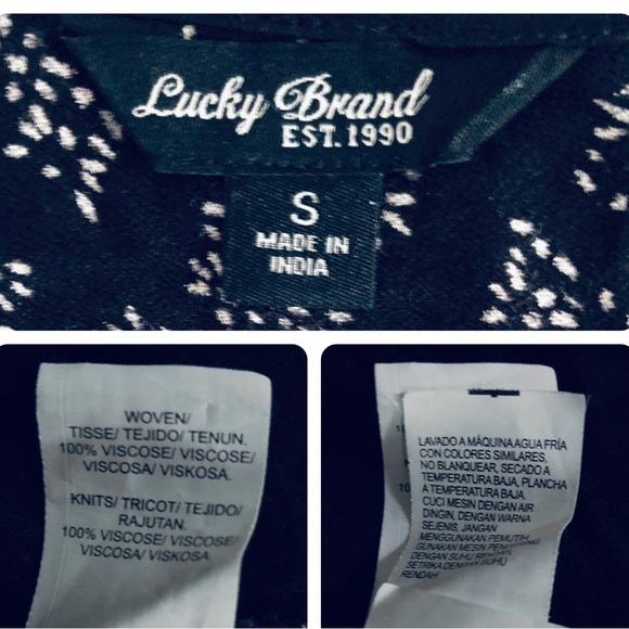 Lucky Brand black & white print top - Picture 7 of 8